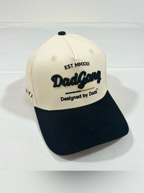 Dad Gang Horsepower Snapback Cap Hat 5-Panel Cream Black IYKYK 100% Cotton EUC